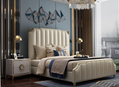 Bed 2x nightstand 3-piece bedroom set design modern luxury furniture